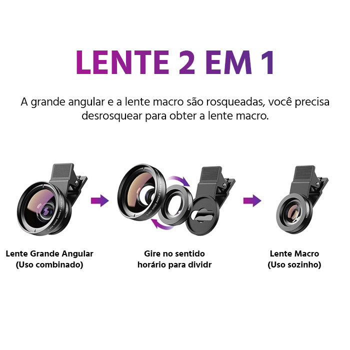 Kit Lentes 2 em 1 para Todo Celular