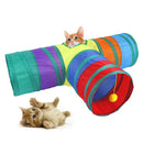Túnel Colorido para Gatos Brinquedo Interativo com Bolinha Pompom Playtime